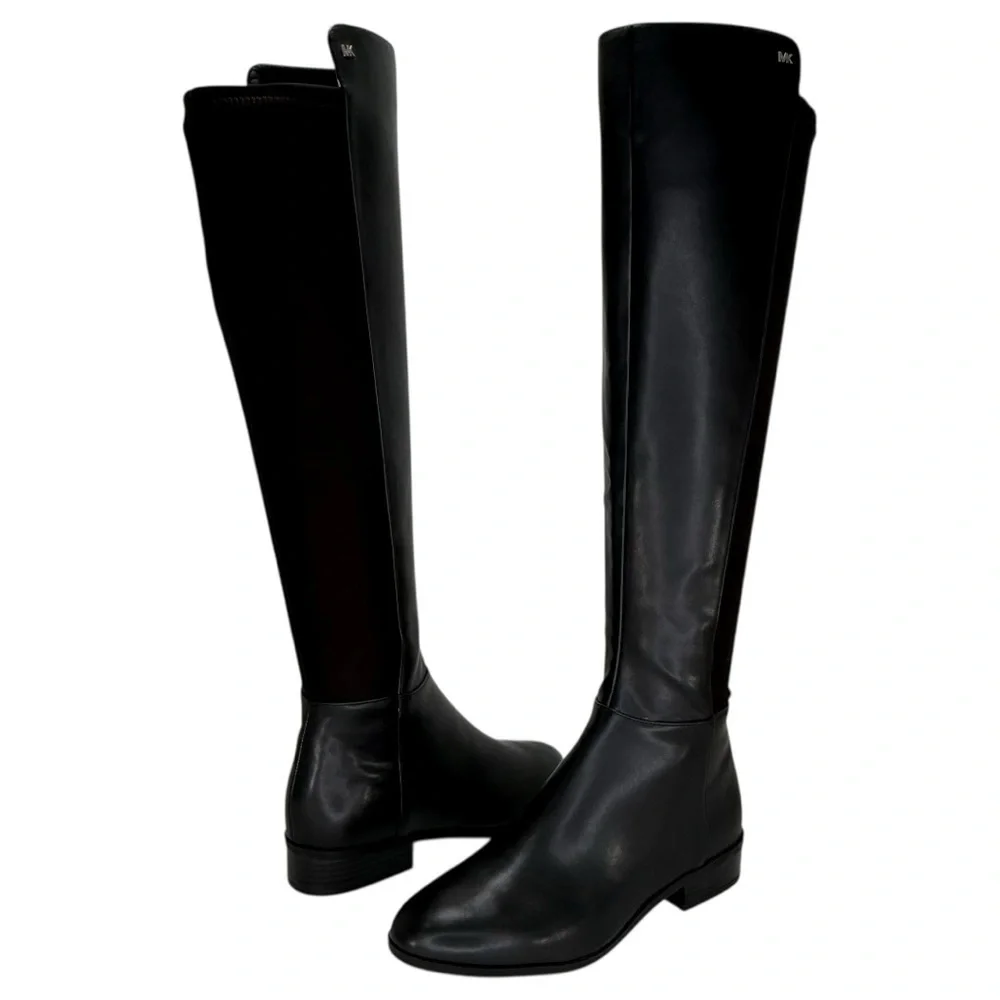 Michael Kors Bromley Black Faux Leather OTK Womens Boots Size 7M